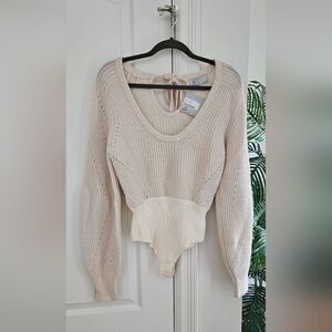 Nwt dh NEW YORK Cream Sweater Bodysuit